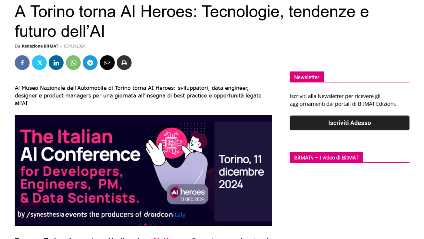 A Torino torna AI Heroes Tecnologie tendenze e futuro dell’AI - BitMat