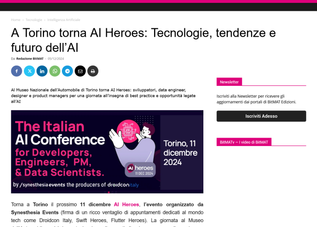 A Torino torna AI Heroes Tecnologie tendenze e futuro dell’AI - BitMat