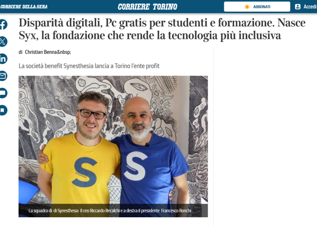 Disparità digitali Pc gratis per studenti e formazione. Nasce Syx la fondazione che rende la tecnologia più inclusiva Corriere.it