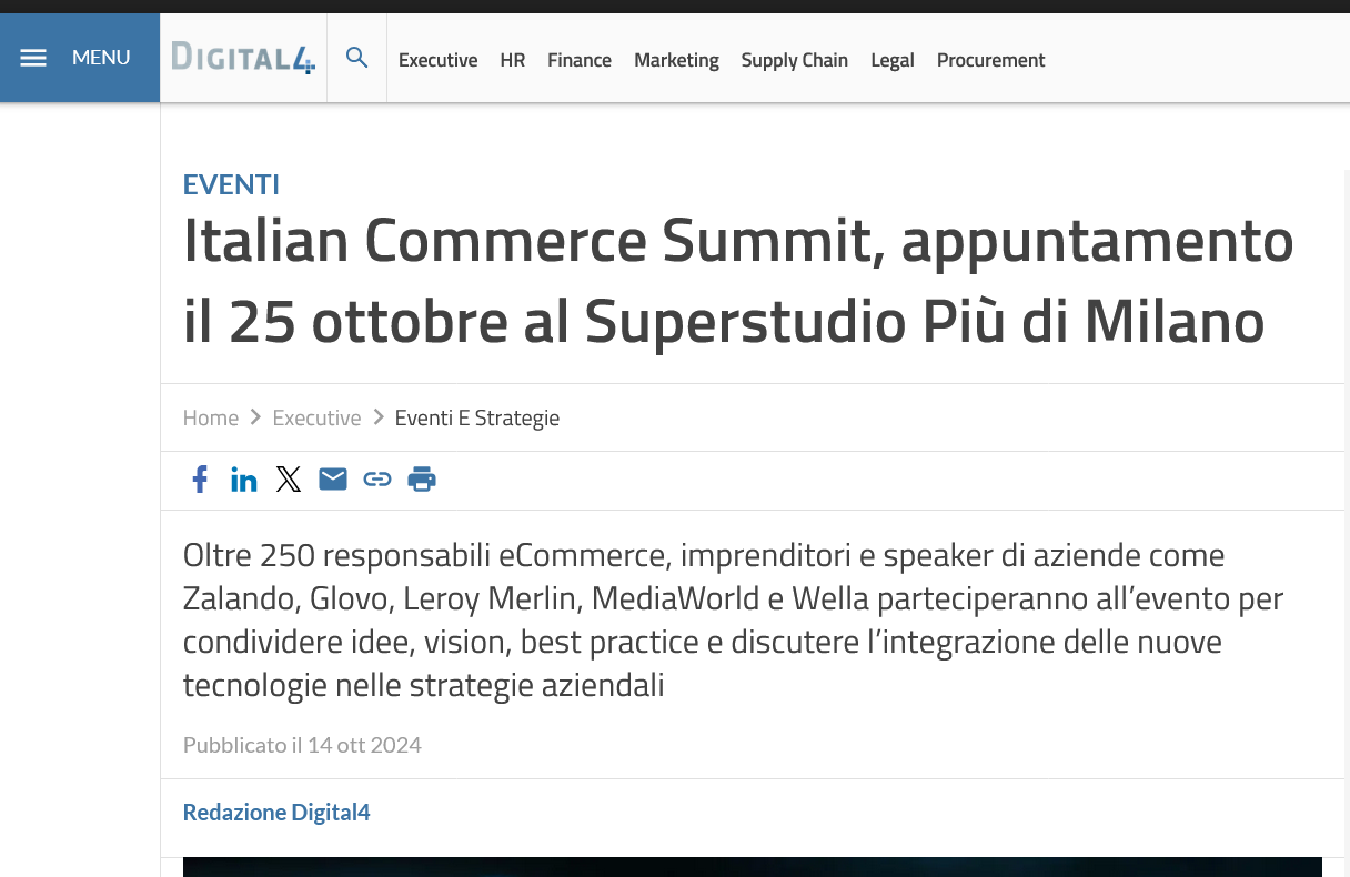 Italian Commerce Summit appuntamento il 25 ottobre a Milano