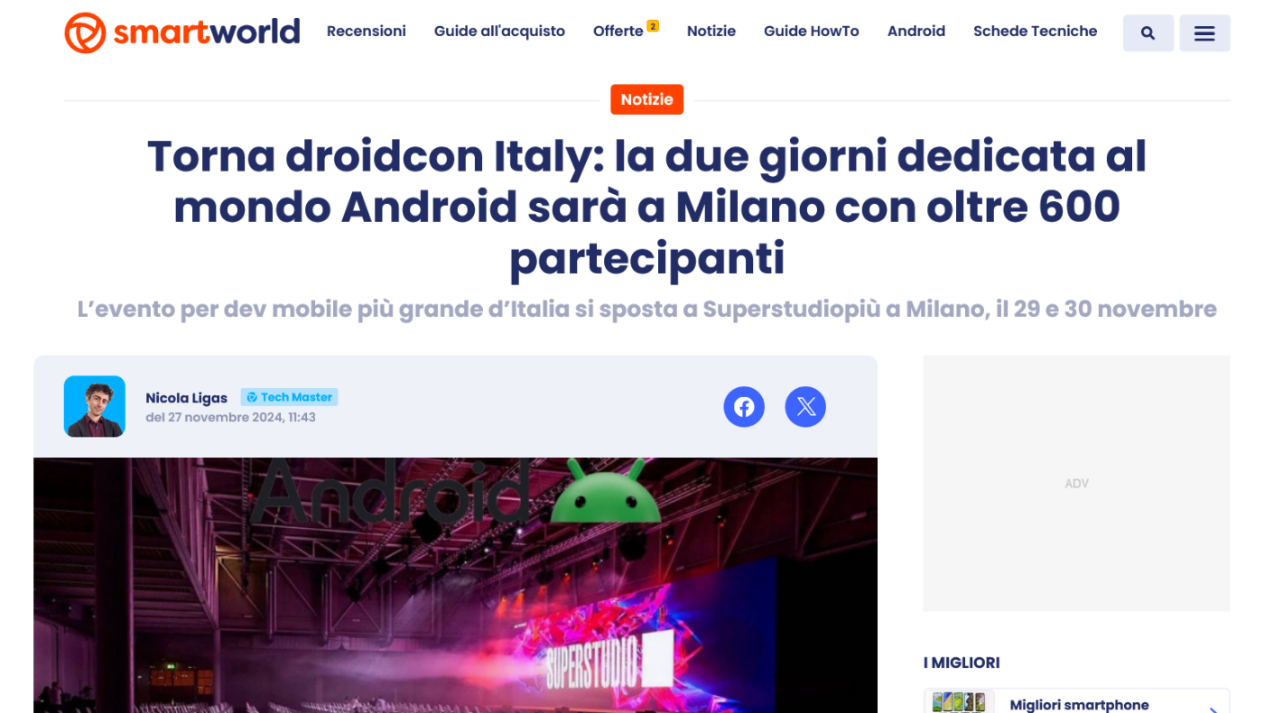 Torna droidcon Italy la due giorni dedicata al mondo Android sarà a Milano con oltre 600 partecipanti SmartWorld